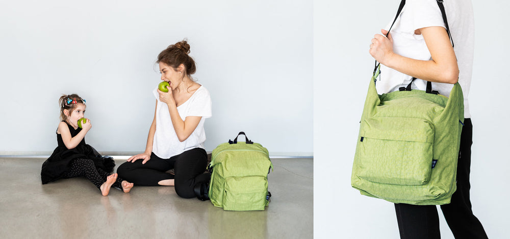 One Duo Designer Baby Diaper Bag, Classic Nylon, Big Green Apple